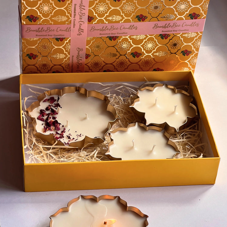 Luxury Golden Lotus Urli Gift Set of 3 (Festive)