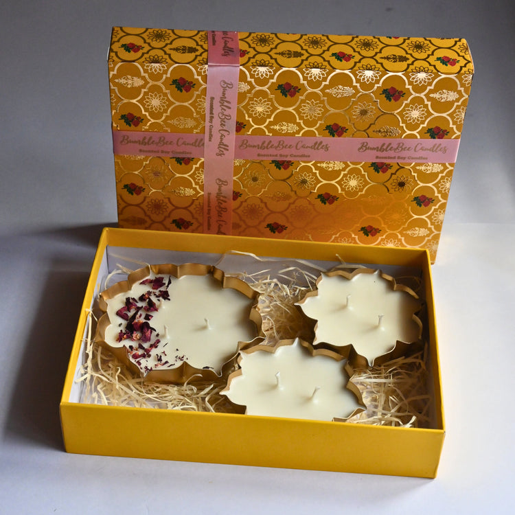 Luxury Golden Lotus Urli Gift Set of 3 (Festive)